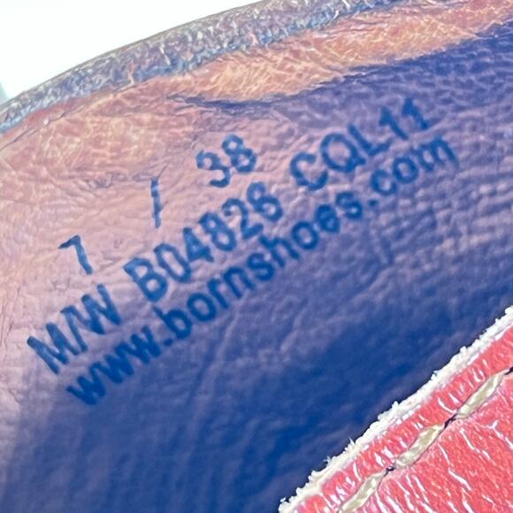 Born Brown Leather Comfort Slip On Chunky Stacked Heel Clog B40826 Womens Size 7 - Picture 10 of 11